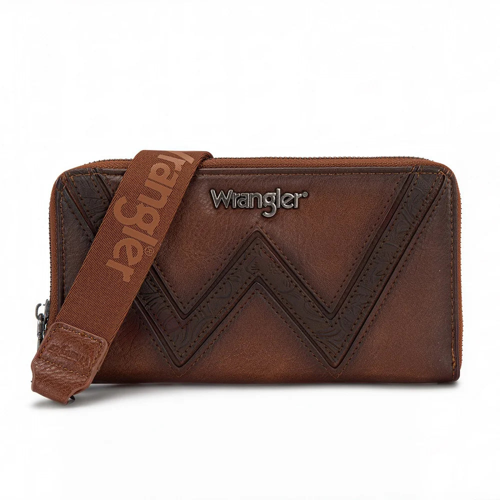 Wrangler Chevron Stitch Zip Around Wristlet Wallet-Multiple Colours
