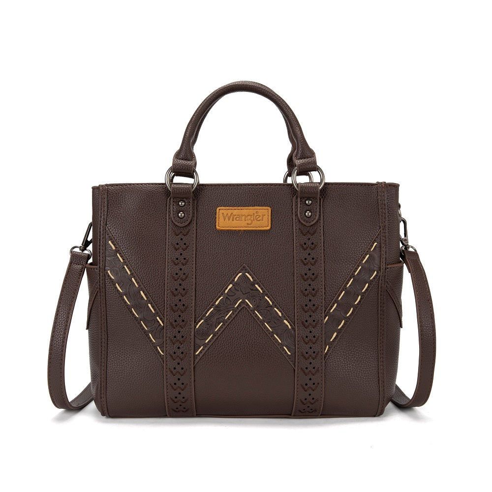 Wrangler Western Stitch & Embossed Chevron Satchel Tote Bag- Multiple Colours