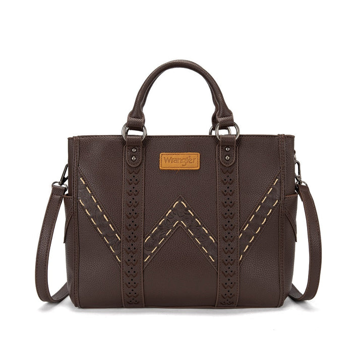 Wrangler Western Stitch &amp; Embossed Chevron Satchel Tote Bag- Multiple Colours