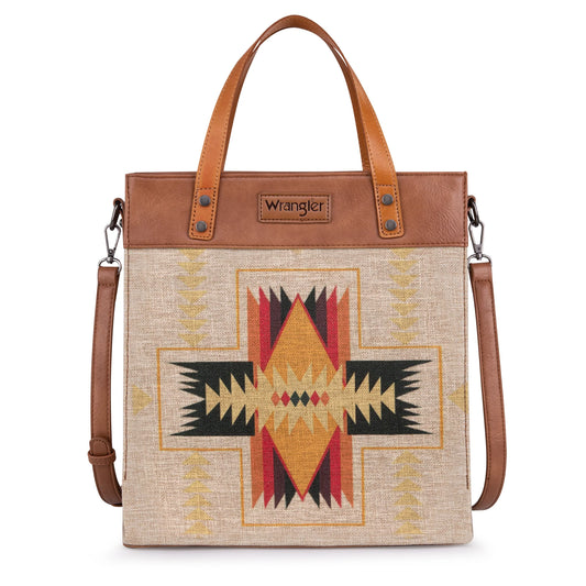 Wrangler Women's Art Print Canvas Tote/Crossbody Purse - Aztec