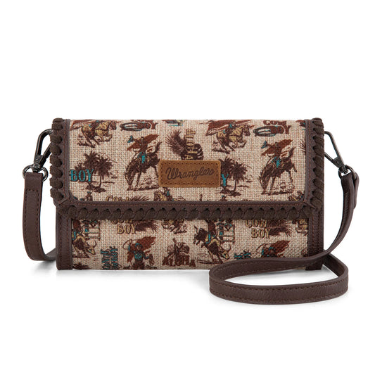 Montana West  Wrangler Vintage Retro Cowboy Cool Print Wallet/Crossbody-Multiple Colours