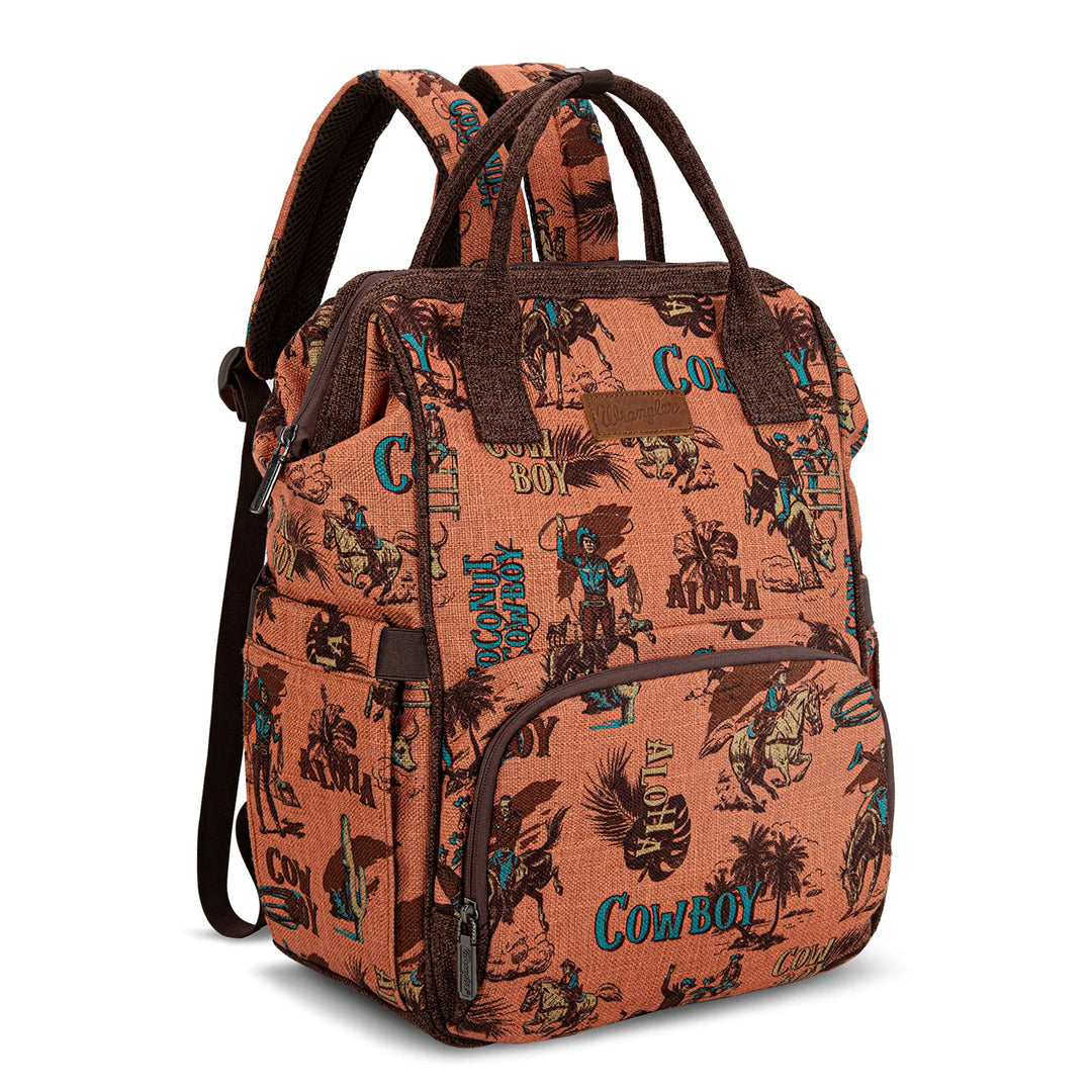 Montana West  Wrangler Vintage Retro Cowboy Cool Print Backpack- Multiple Colours