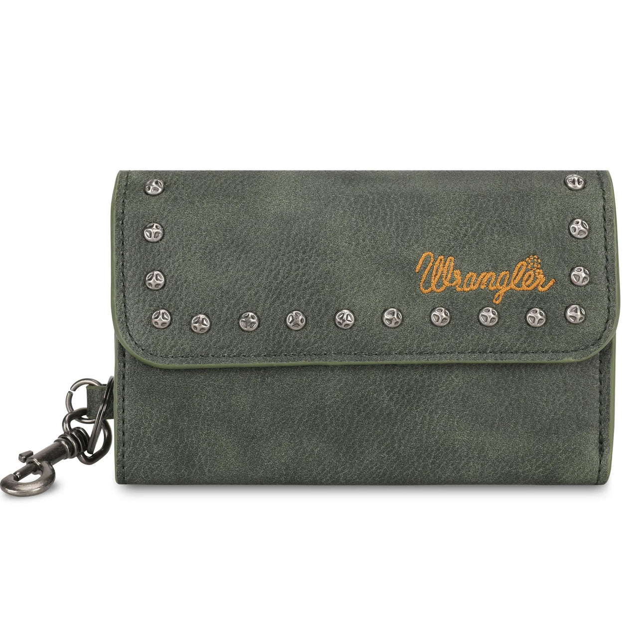 Wrangler Studded Accents Tri-Fold Keychain Wallet - Green