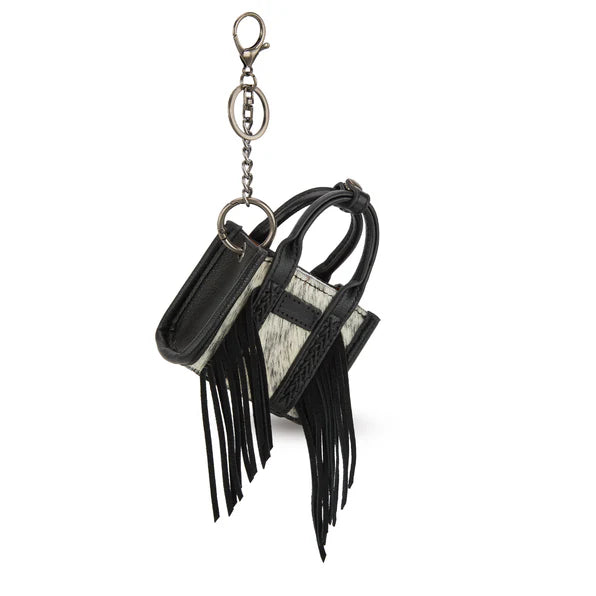 Wrangler Cowhide Mini Fringe Tote/Keychain Bag- Multiple Colours