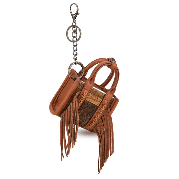 Wrangler Cowhide Mini Fringe Tote/Keychain Bag- Multiple Colours
