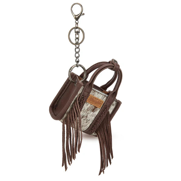 Wrangler Cowhide Mini Fringe Tote/Keychain Bag- Multiple Colours