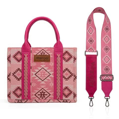 Wrangler Aztec Pattern Dual Sided Tote Crossbody Bag- Pink