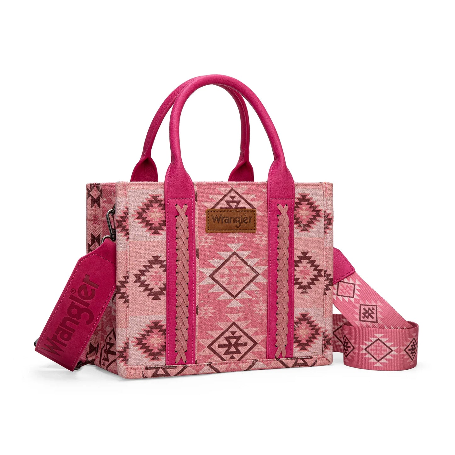 Wrangler Aztec Pattern Dual Sided Tote Crossbody Bag- Pink