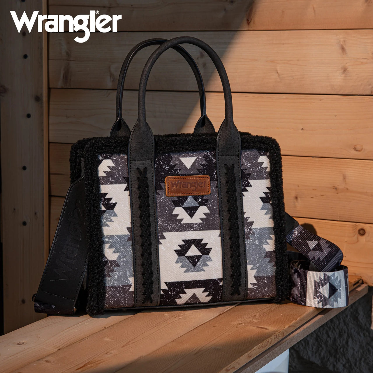 Wrangler Sherpa Southwestern Print Small Canvas Purse