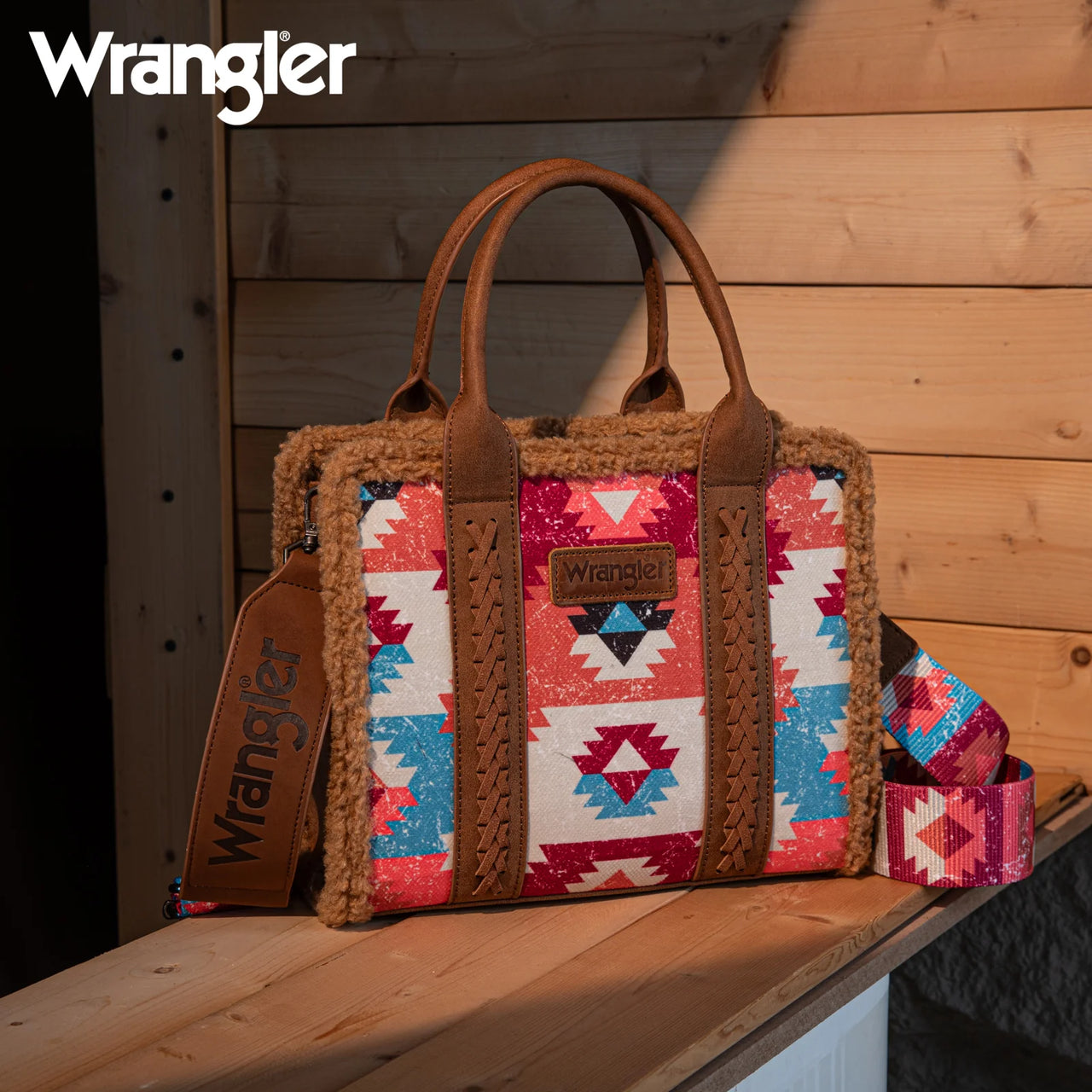 Wrangler Sherpa Southwestern Print Small Canvas Purse