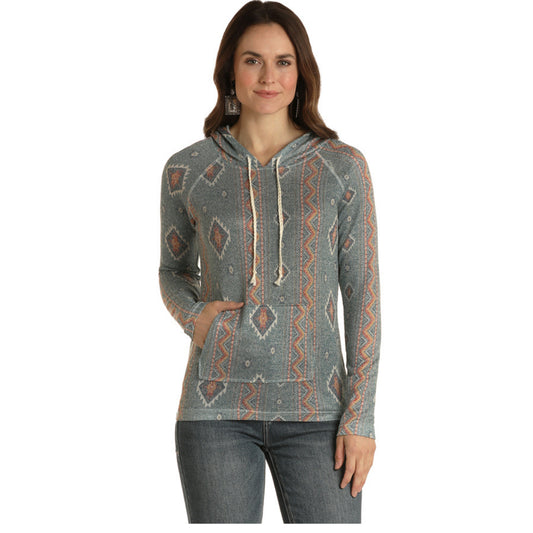 Panhandle White Label Lightweight Aztec Sweater Hoodie - Grey