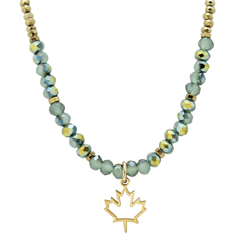 Necklace - Green Gold Maple