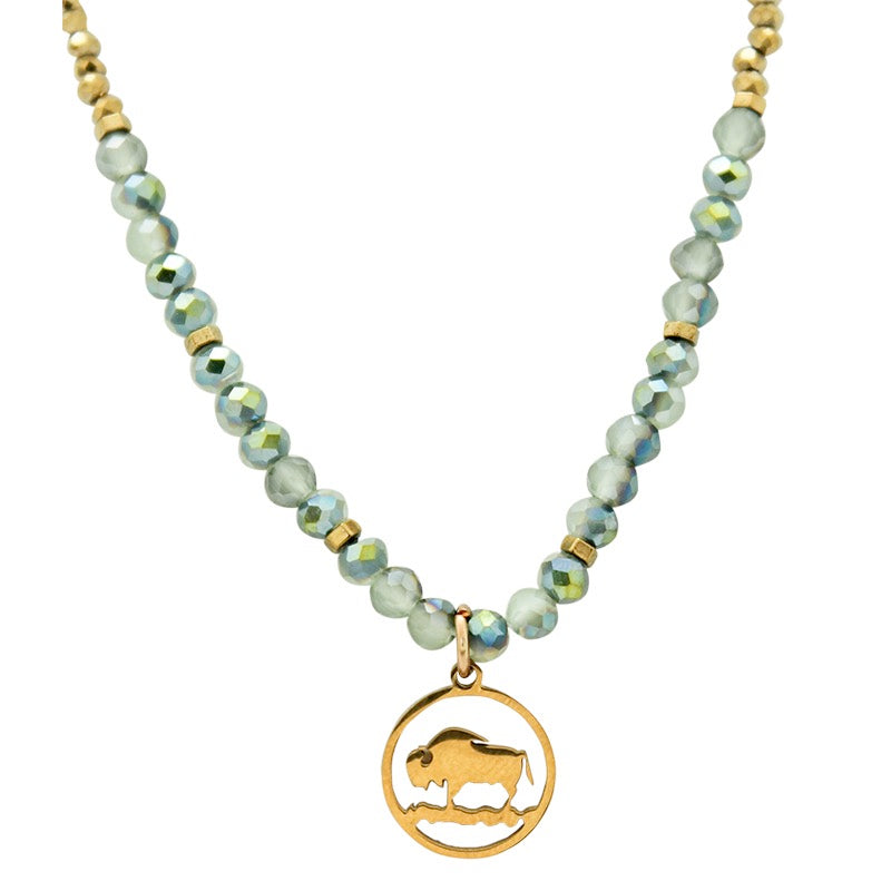 Necklace - Green Gold Buffalo