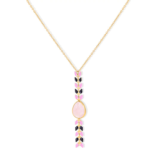 Wrangler Western Wheat Necklace Natural Stone Pendant-Pink