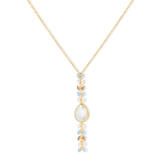 Wrangler Western Wheat Necklace Natural Stone Pendant-Moonstone