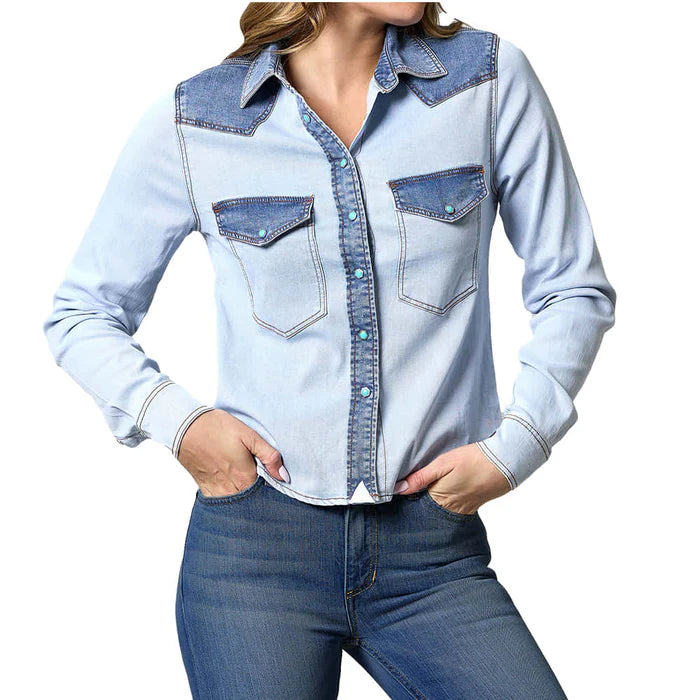 Kimes Women's Long Sleeve Rayna Shirt- Light Indigo