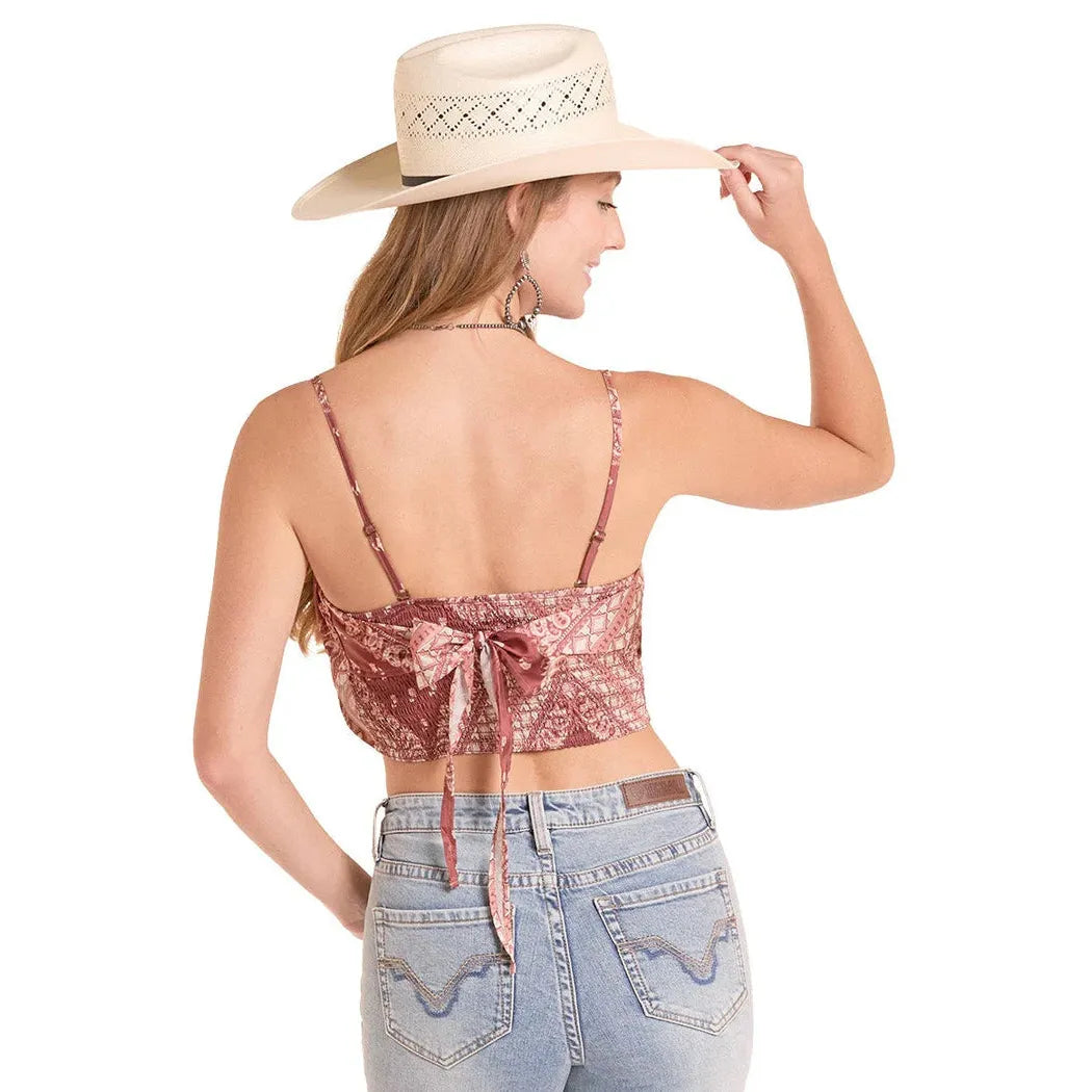 Rock & Roll Women's Bandana Tank Tie Top - Burgandy