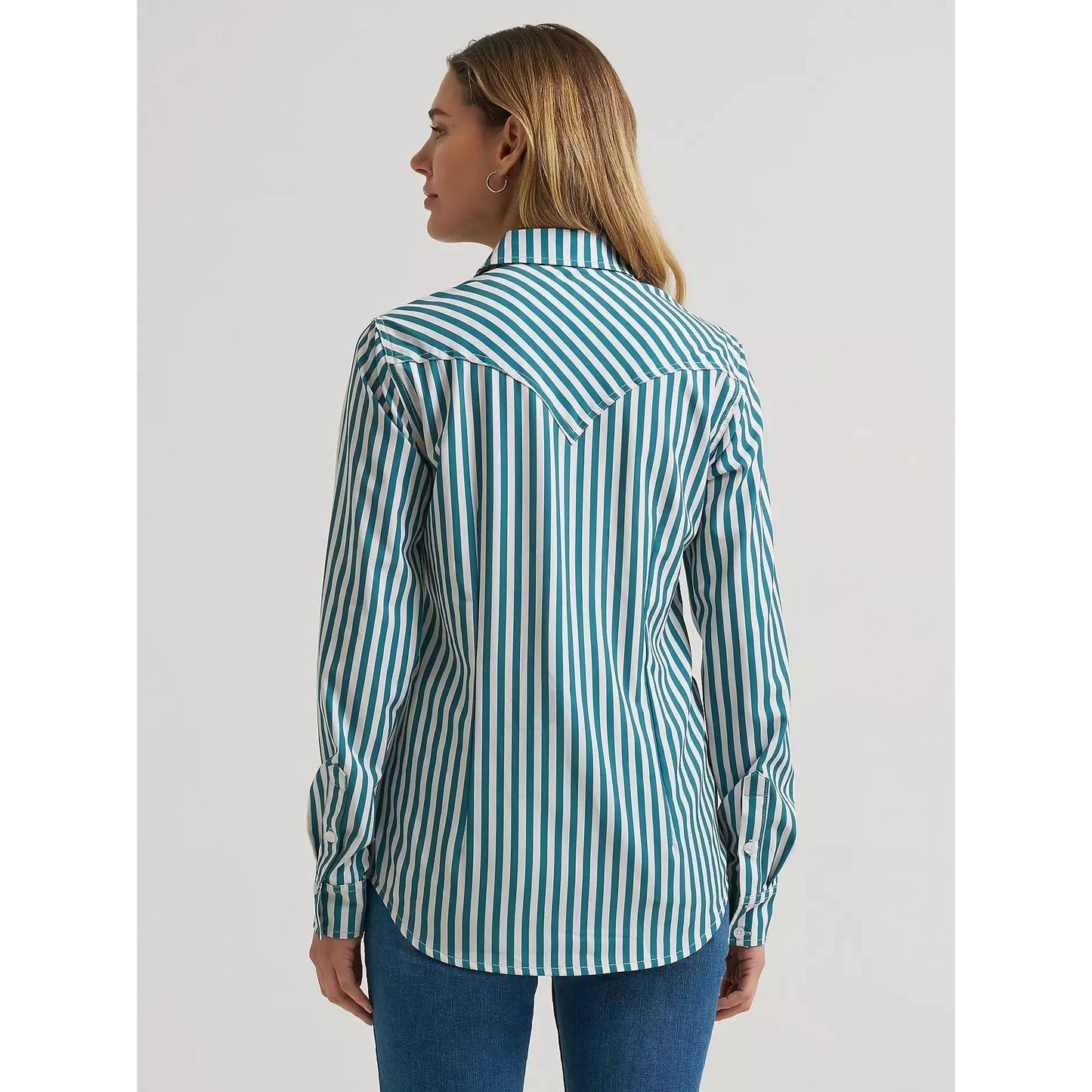 Wrangler Women's Long Sleeve Performance Aria Stripe Shirt - Green