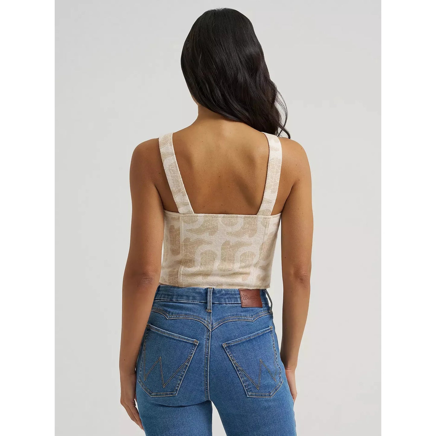 Wrangler Women's Jacquard Boot Design Corset Top - Beige