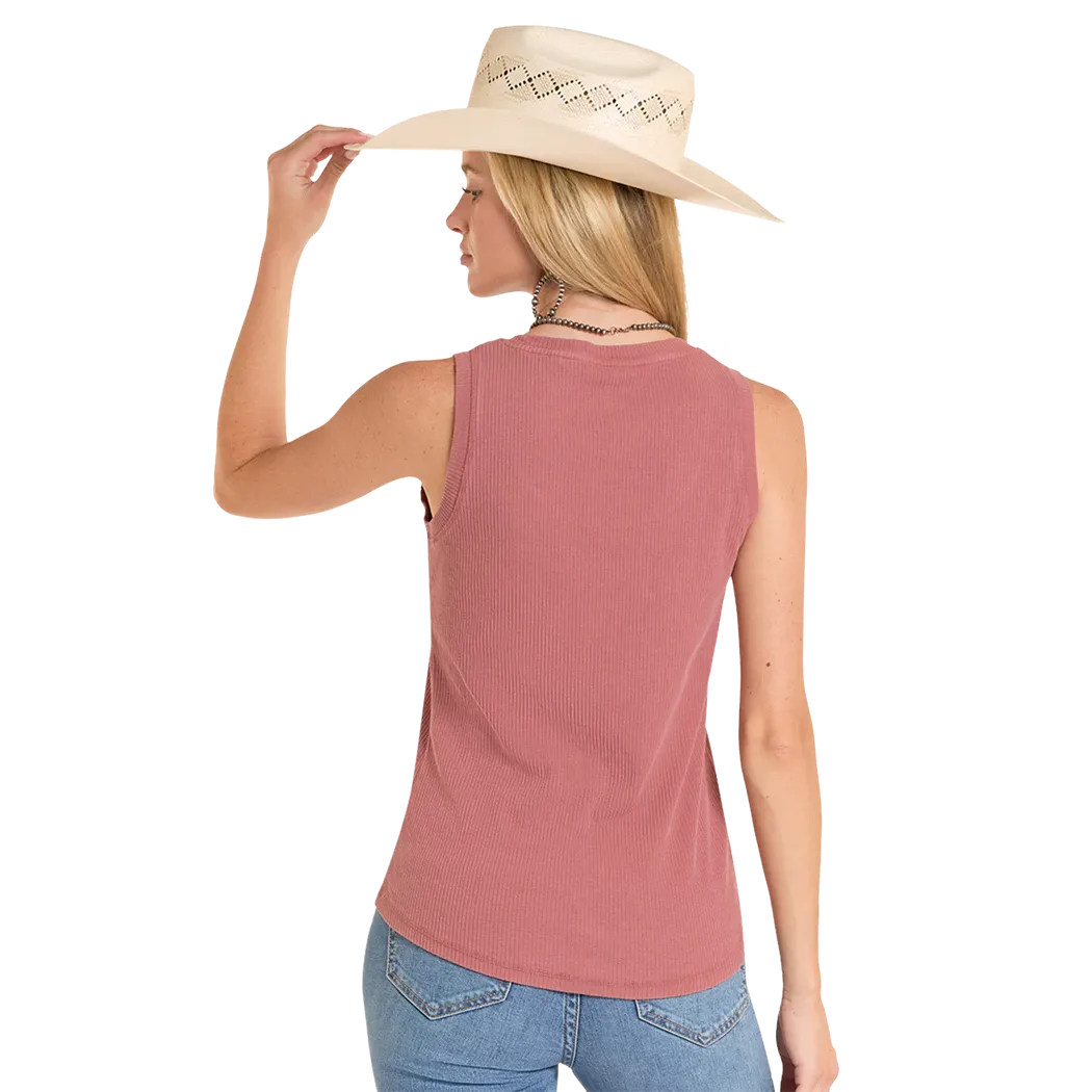 Panhandle Slim Women's Giddy Up Cowboy Graphic Sleeveless Tank Top - Red