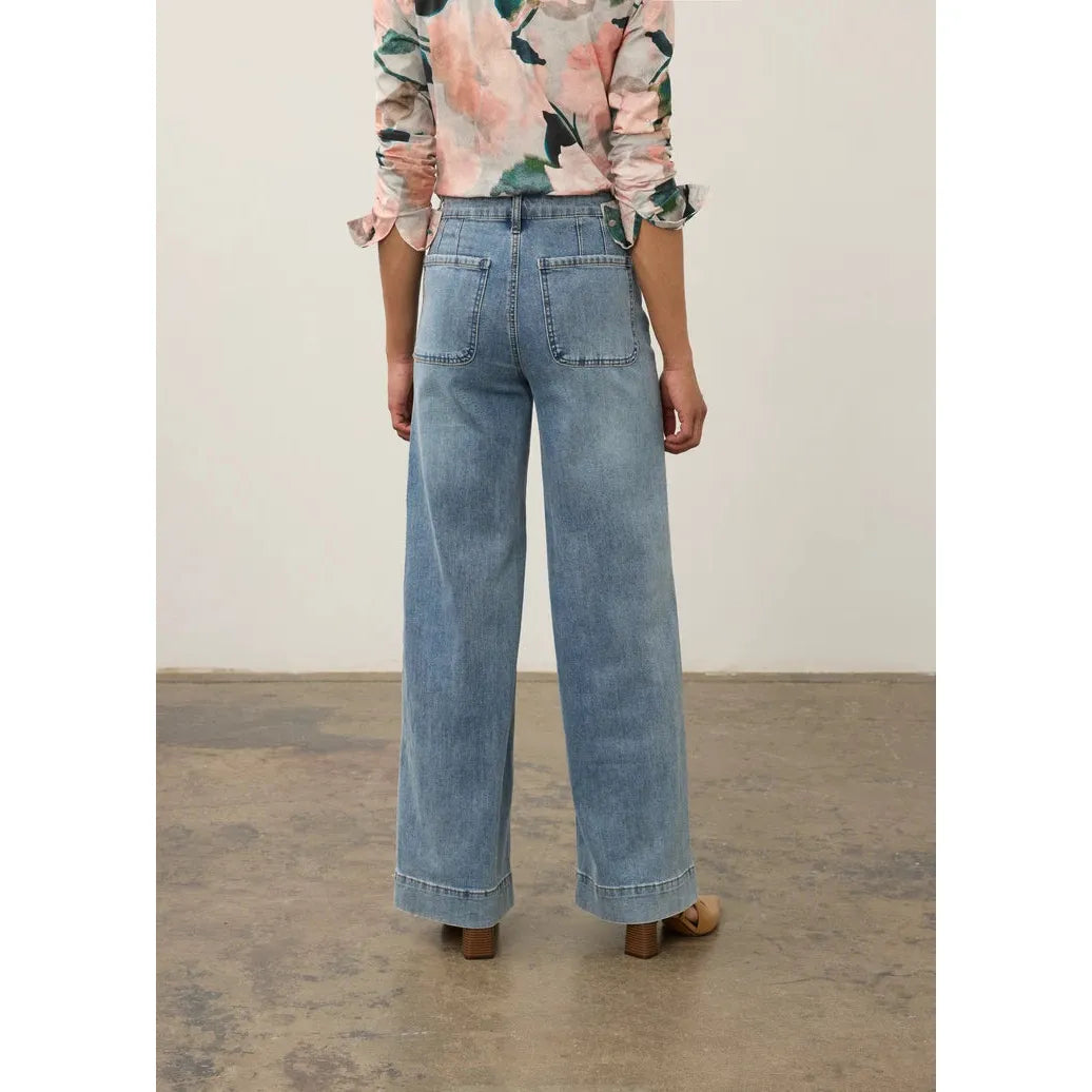 FDJ Olivia Wide Leg Denim Jeans - Medium Blue