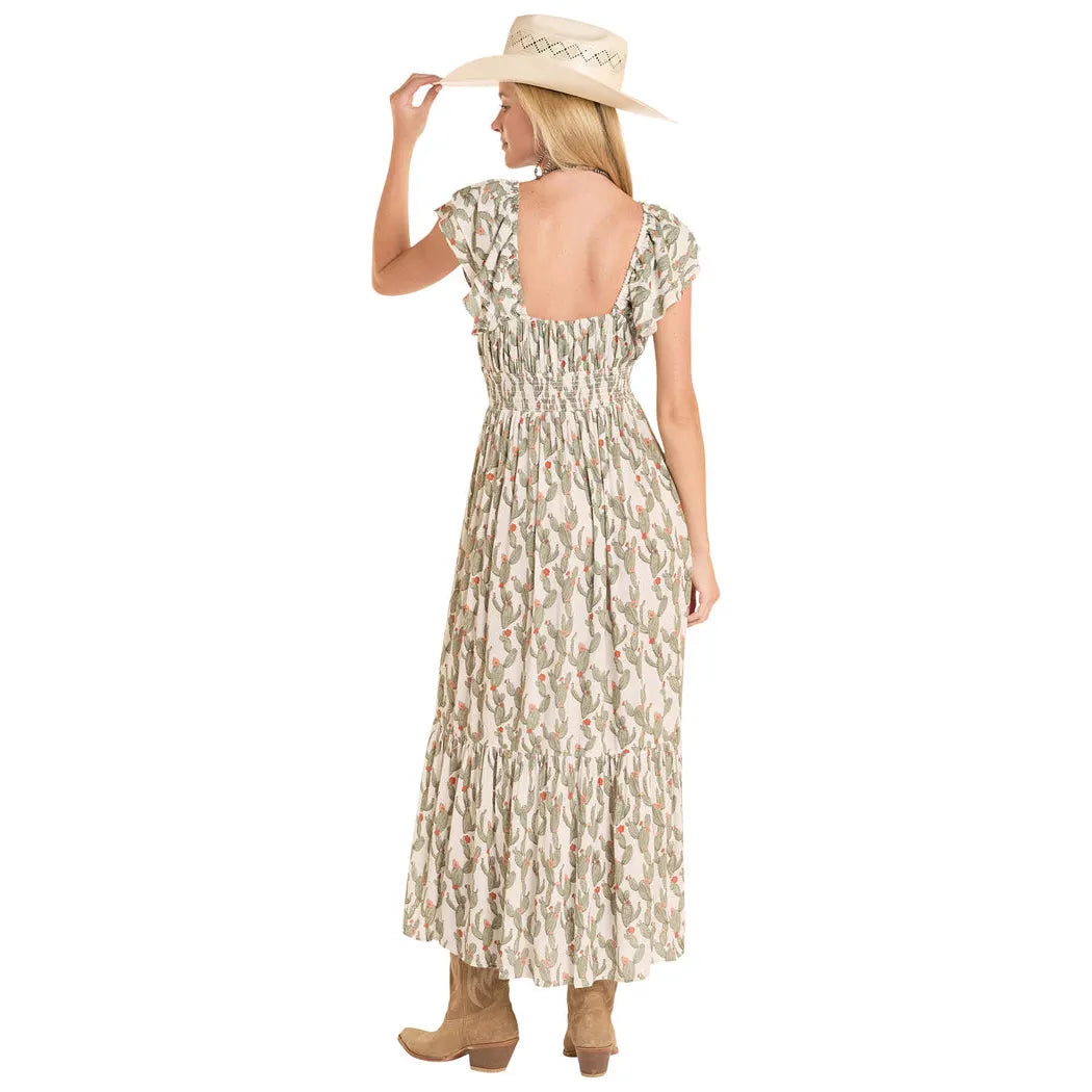Rock & Roll Women's Cactus Print Maxi Dress - Jade
