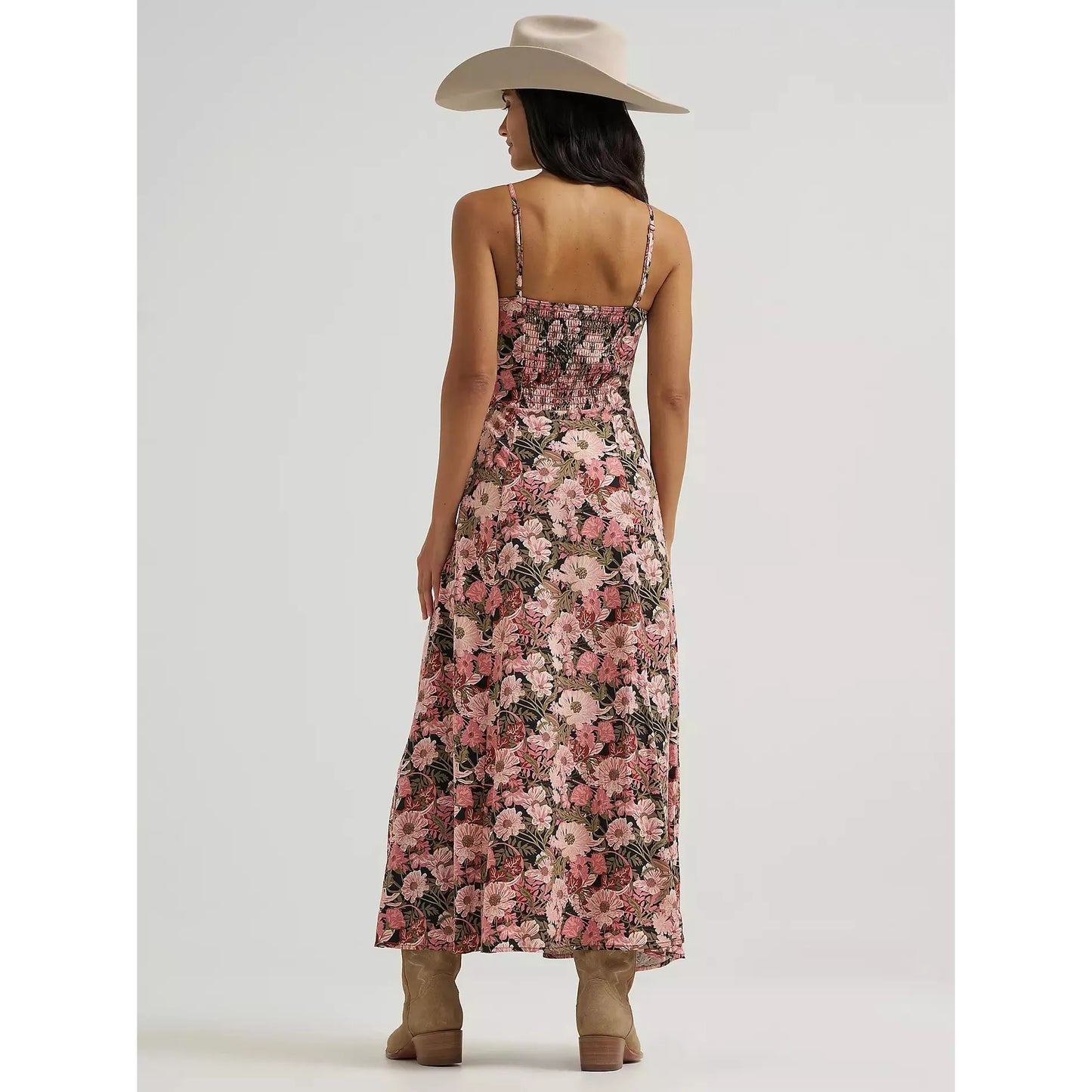 Wrangler Women's Western Tank Floral Maxi Dress- Pink