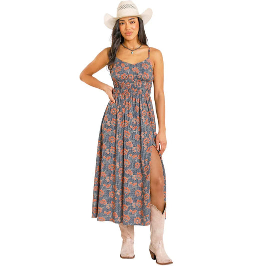 Rock & Roll Women's Floral Print Midi Dress - Navy