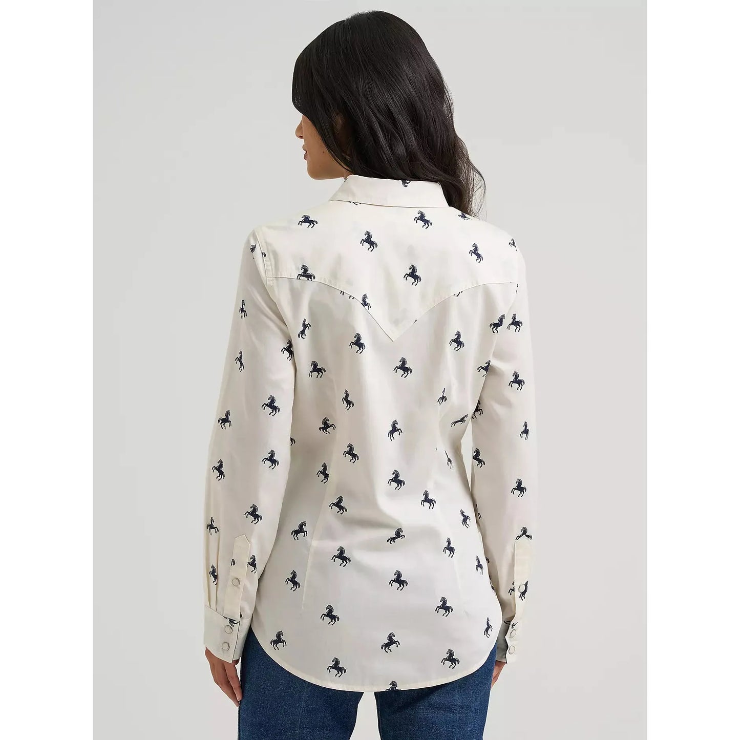 Wrangler Women's Long Sleeve Olivia Horse Western Snap Shirt - Bone