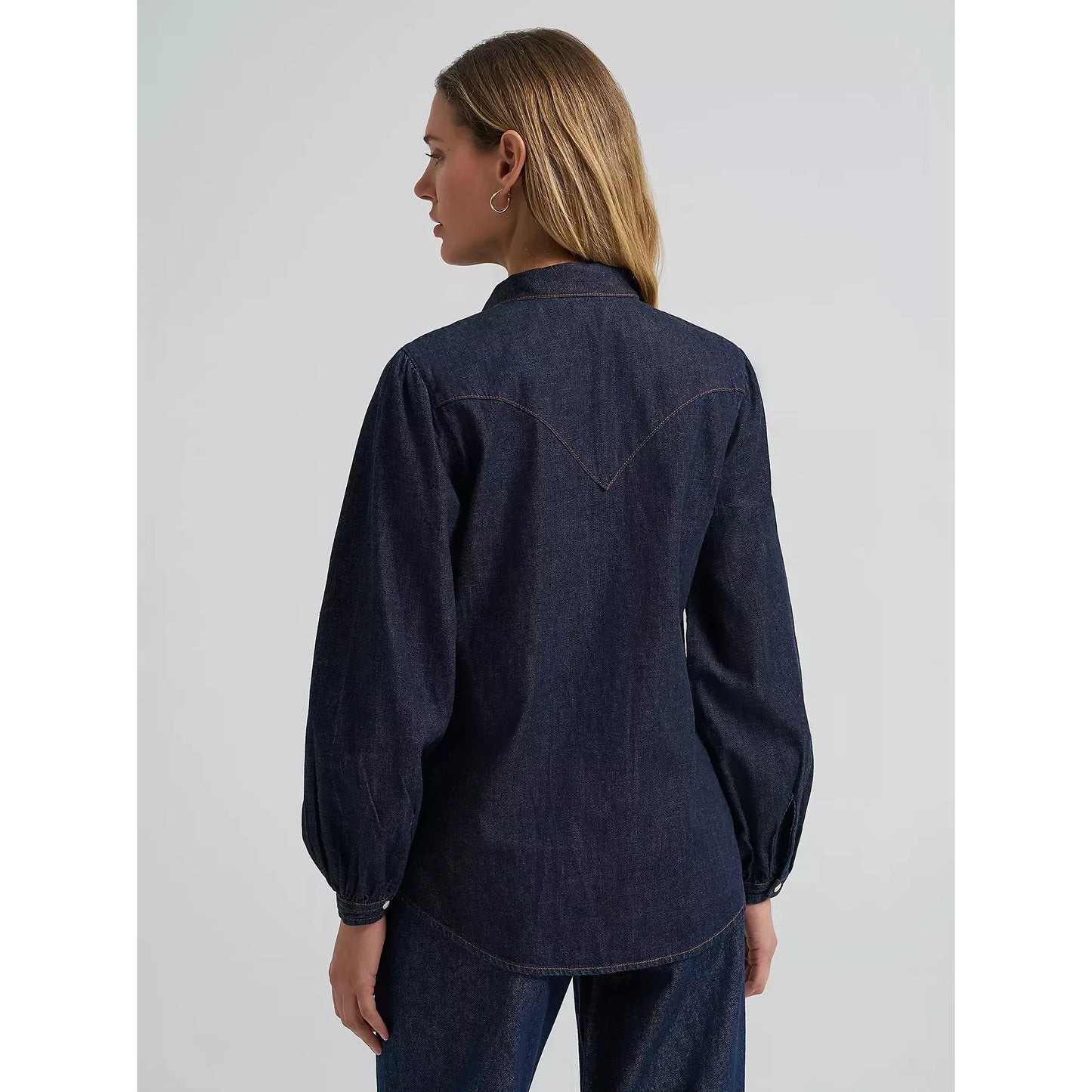 Wrangler Women's Denim Bow Long Sleeve Snap Shirt - Denim