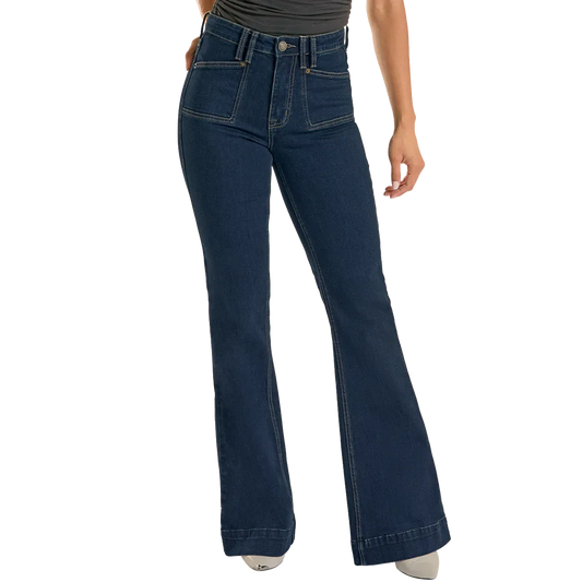 Rock & Roll Women's Carpenter Pocket High Rise Trouser Jeans - Dark Wash