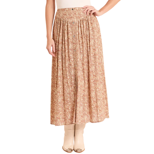 Panhandle Slim Women's Tooled Print Maxi Skirt - Tan