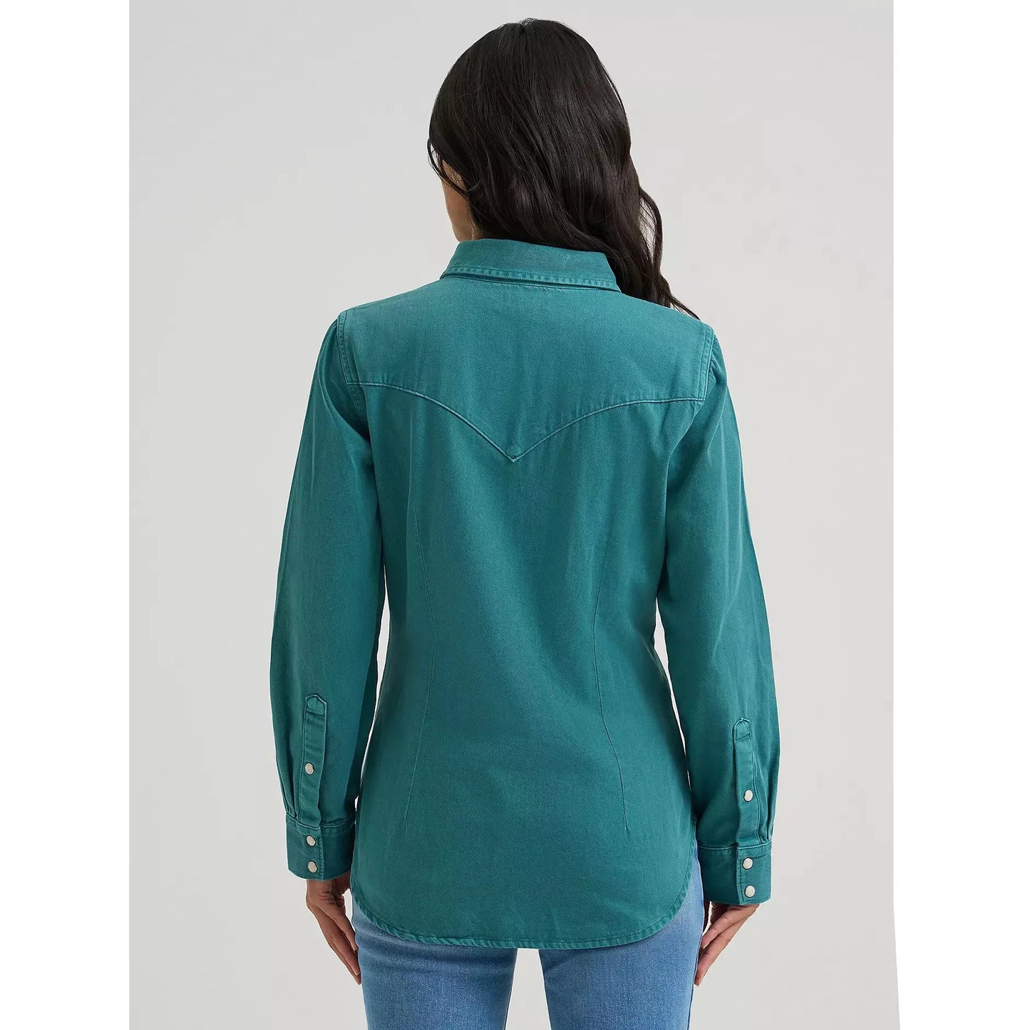 Wrangler Women's Colorwash Iconic Long Sleeve Snap Shirt - Turquoise