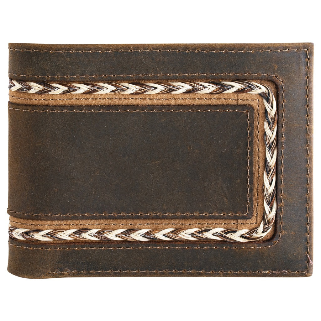 Justin Men's Horse Hair Braid Leather Bifold Wallet - Brown