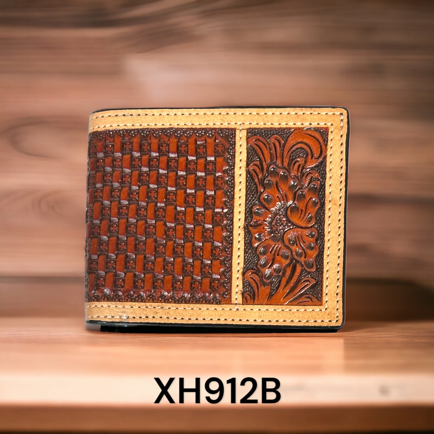 Twisted X Floral Carving Basket Tooling w TT Finish Bifold Wallet - Irvine Tack & Western Wear