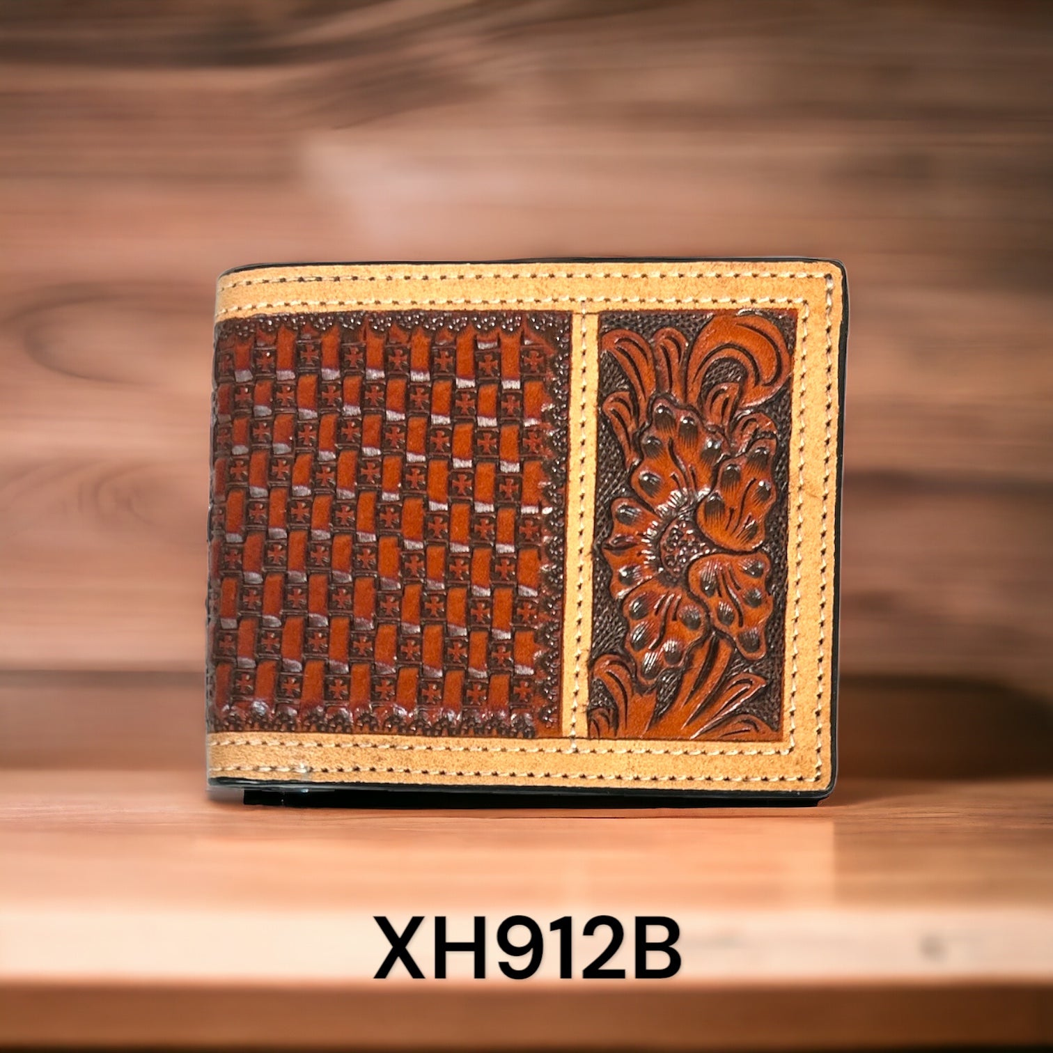 Twisted X Floral Carving Basket Tooling w TT Finish Bifold Wallet - Irvine Tack & Western Wear