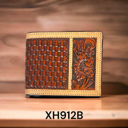 Twisted X Floral Carving Basket Tooling w TT Finish Bifold Wallet - Irvine Tack & Western Wear