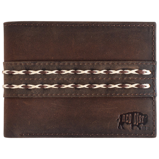 Red Dirt Hat Co Men's Double Braided Bifold Wallet - Oiled Brown