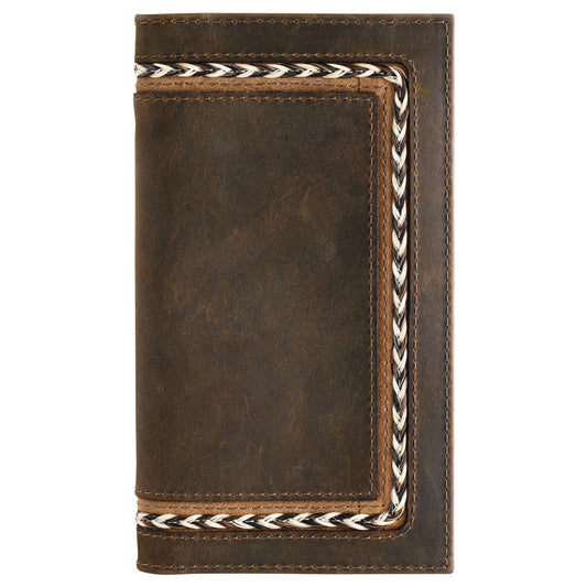 Justin Men's Horse Hair Braid Leather Rodeo Wallet - Brown