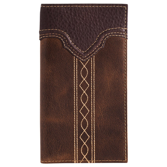 Justin Men's Yoke with Stitching Leather Rodeo Wallet - Brown