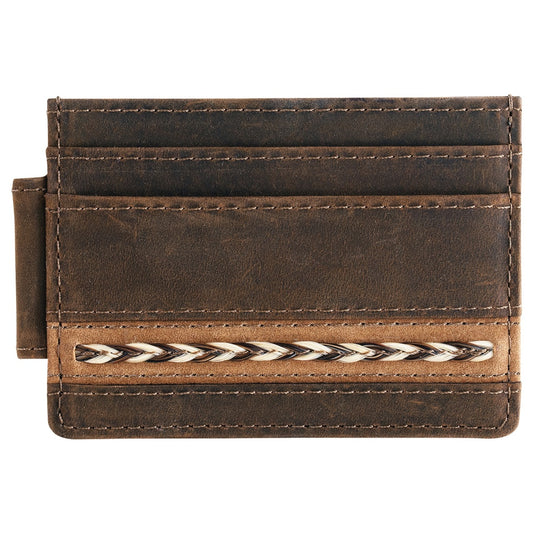 Justin Men's Slim Card Wallet with Horse Hair Braid - Brown