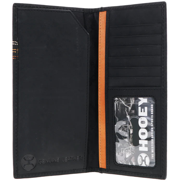 Hooey Ranger Boot Stitch Filigree & Embroidered Rodeo Leather Wallet - Black