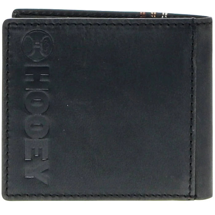 Hooey Ranger Boot Stitch Filigree Embroidered Bifold Leather Wallet - Black