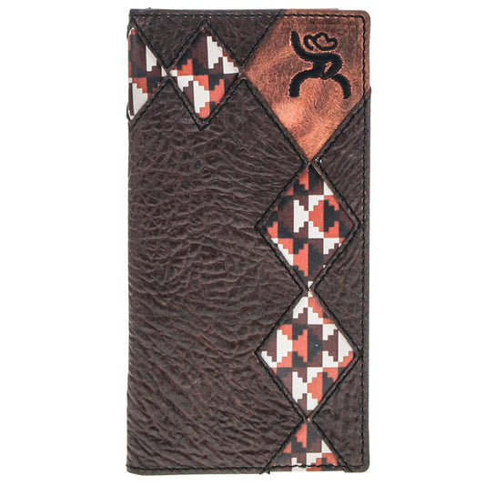 Hooey Tahonta Diamond Patchwork Rodeo Leather Wallet - Brown/Tan
