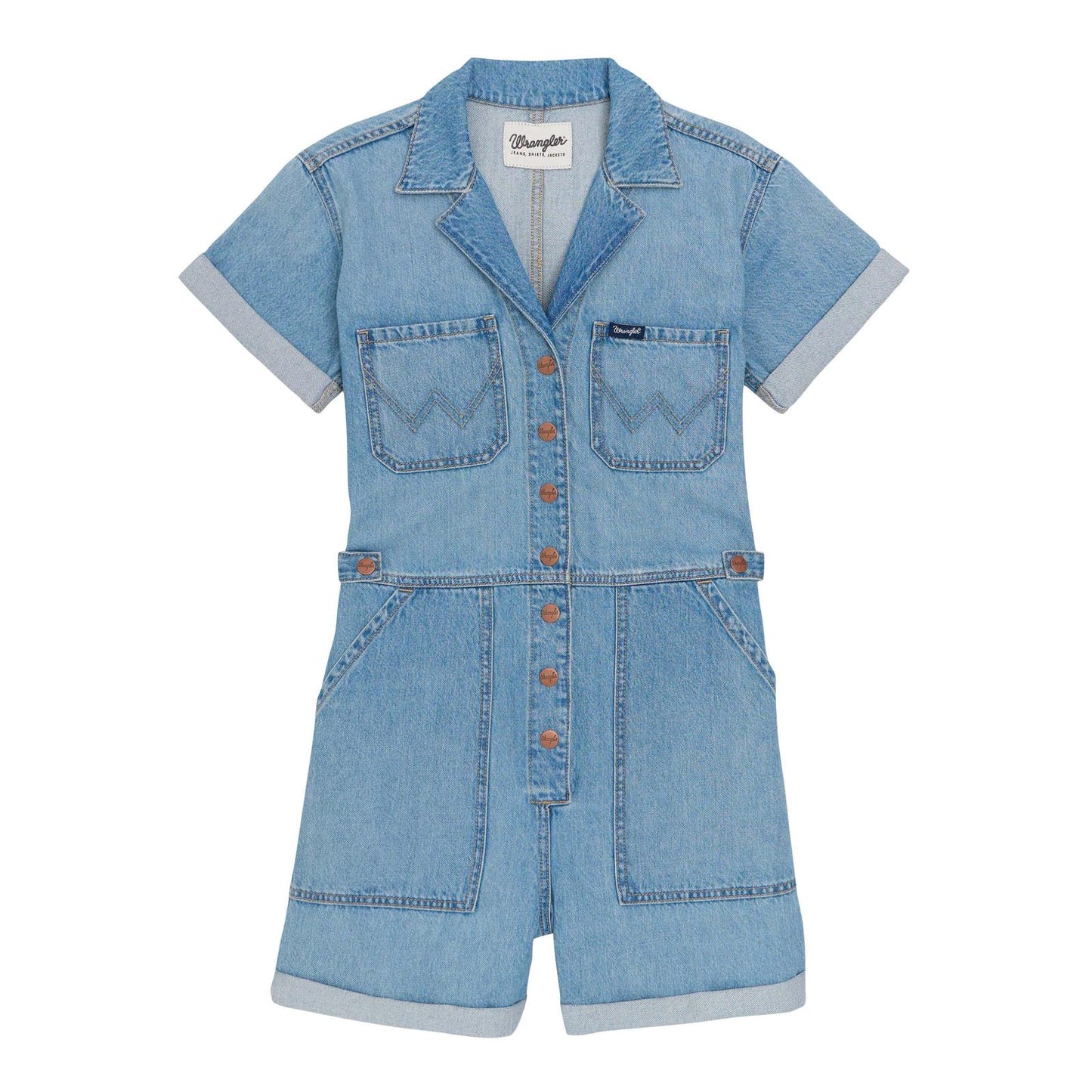 Wrangler Women's Retro Punch Denim Snap Romper - Light Denim