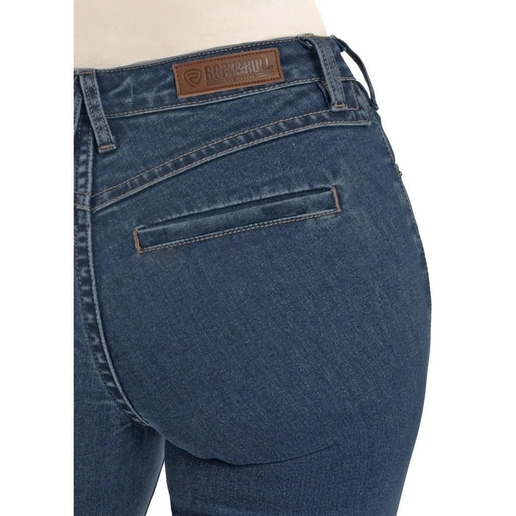 Rock & Roll Women's Simple Welt Pocket High Rise Trouser Jeans - Dark Wash