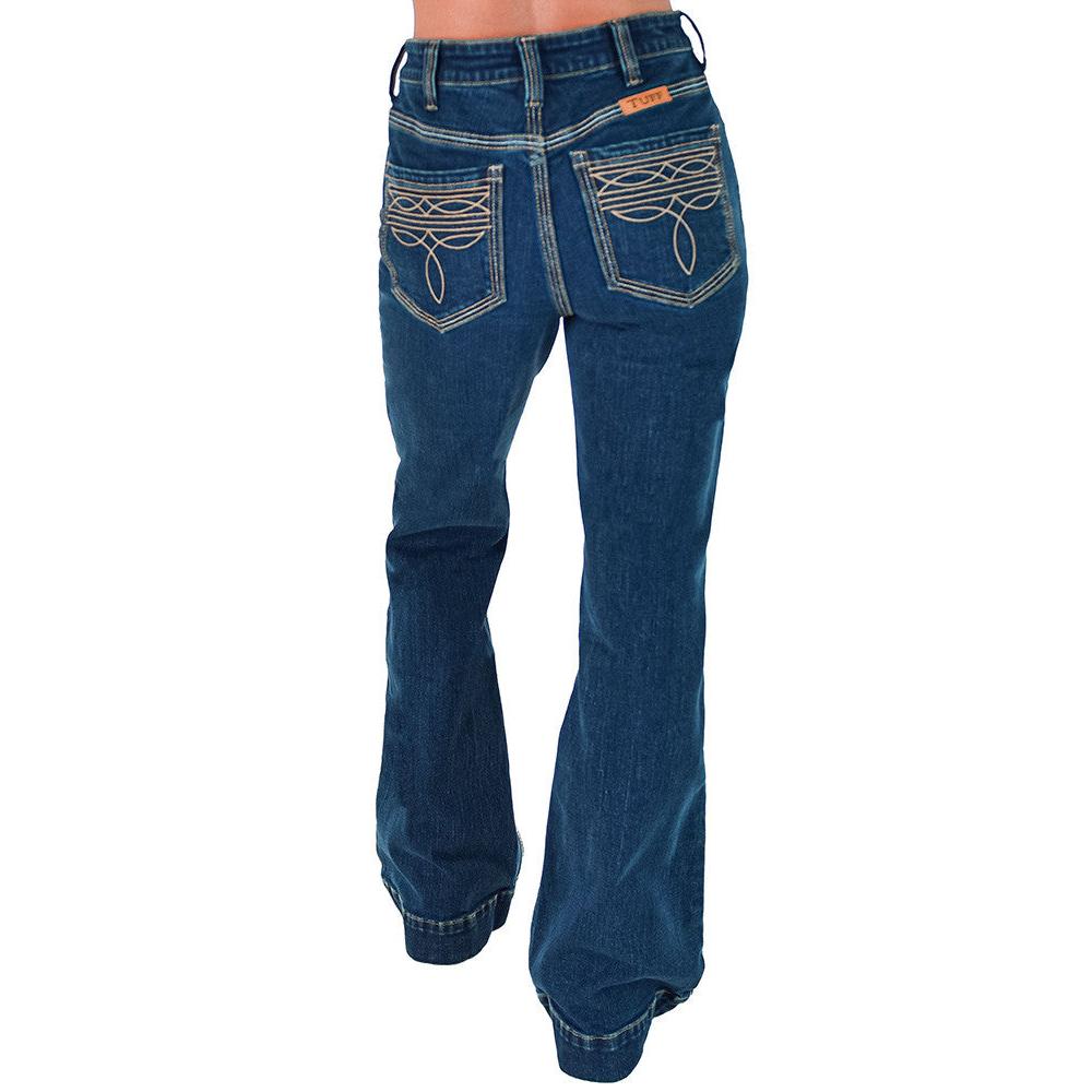 Cowgirl Tuff Women's Tan Boot-ee Trouser Jean - Dark Wash