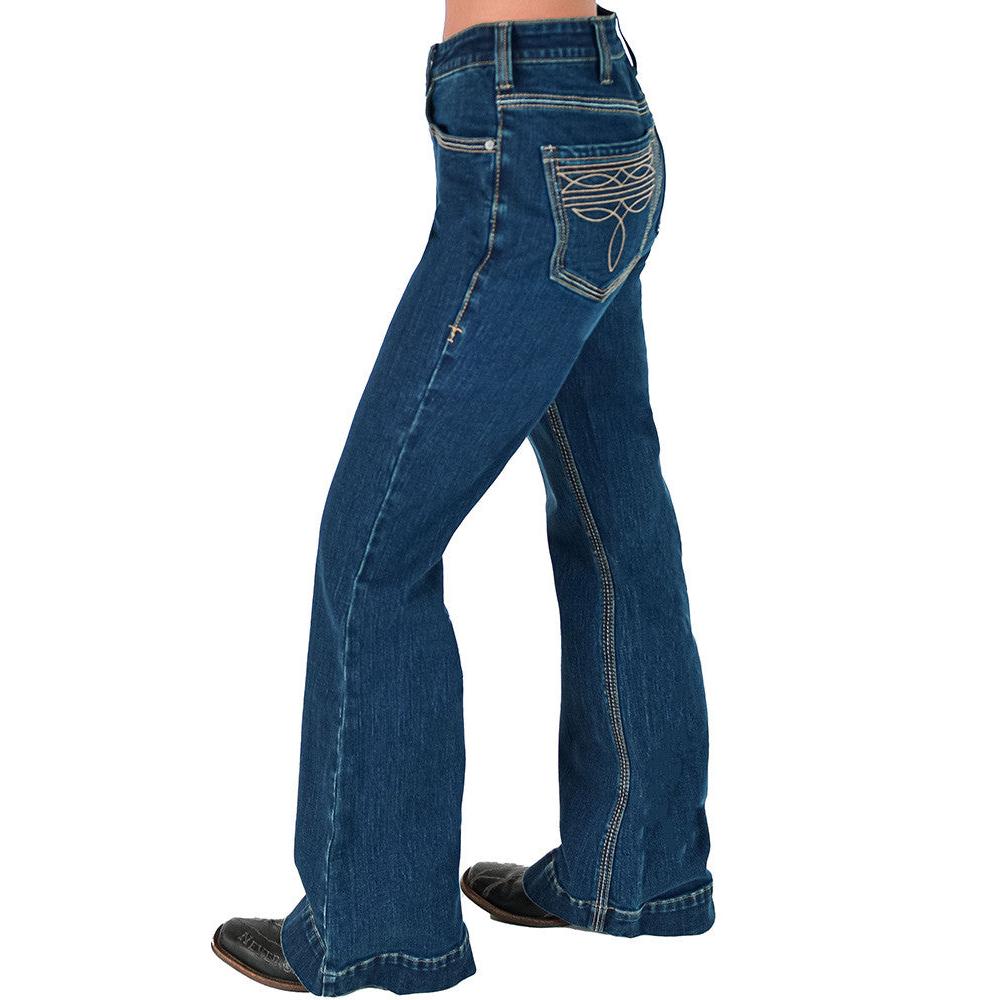Cowgirl Tuff Women's Tan Boot-ee Trouser Jean - Dark Wash