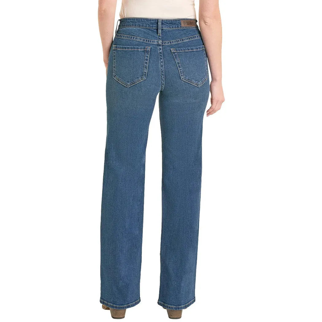 Rock & Roll Women's High Rise Patch Pocket Relaxed Wide Leg Jeans - Medium Wash