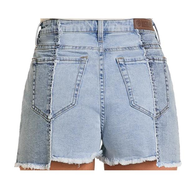 Rock & Roll Women's Two Tone Denim Shorts - Light Wash